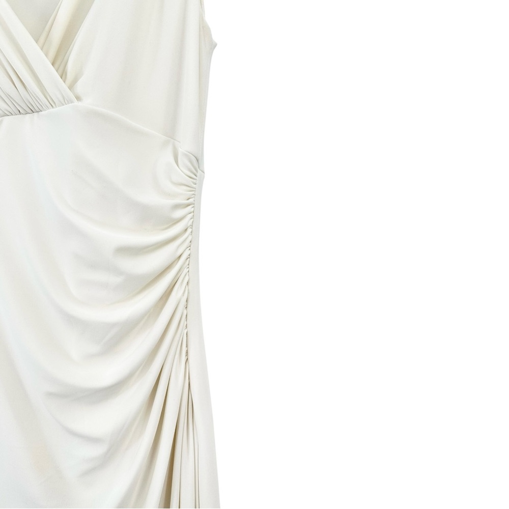 Lauren Ralph Lauren White Draped Embellished  Formal Evening Maxi Dress Gown - Picture 3 of 8